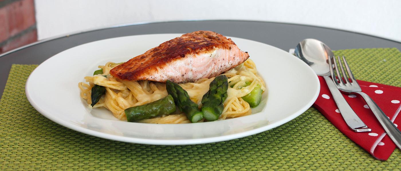 Rezept Lachs auf Spaghetti